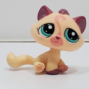 Littlest Pet Shop LPS Authentic #1919 Cream Mauve Pink Sitting Cat Swirl